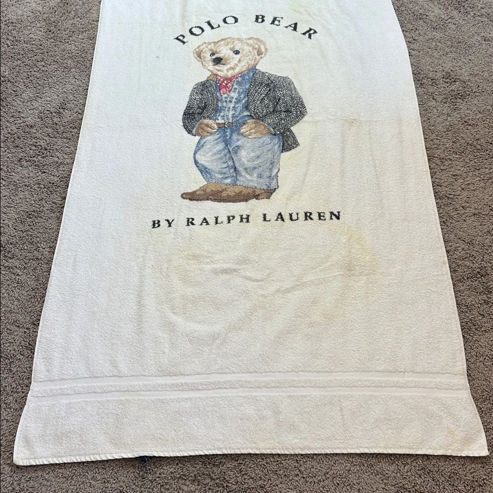 VTG Polo Bear By Ralph Lauren Western Casual Bath Sheet Beach Towel 35x72 USA